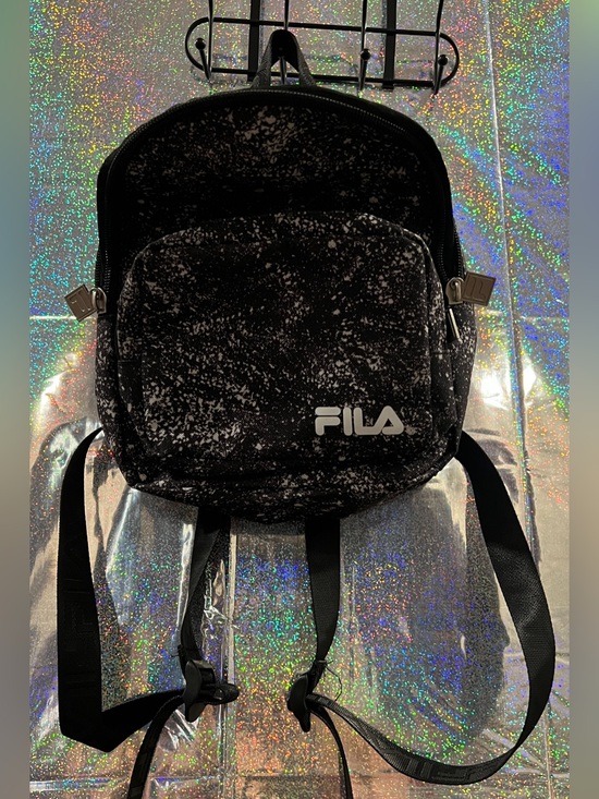 Fila Other - FILA Mini Backpack Black Splatter Print Small Travel Bag Adjustable Straps